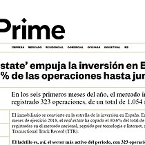 El real estate empuja la inversin en Espaa con el 31% de las operaciones hasta junio